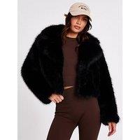 Quiz Black Faux Fur Cropped Jacket