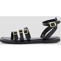 The Very Collection Wide Fit Leather Strappy Sandal - Black