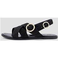 The Very Collection Extra Wide Fit Leather Strappy Sandals - Black