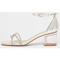 Quiz Silver Twist Strap Heeled Sandal