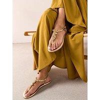 The Very Collection Embelished Toe Post Leather Sandal - Gold