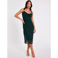 Quiz Bottle Green Mesh Buckle Detail Midi Dress