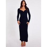 Quiz Navy Knot Front Midaxi Dress