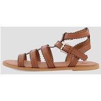 The Very Collection Real Leather Scalloped Gladiator Sandals - Brown