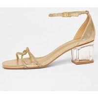 Quiz Gold Twist Strap Heeled Sandal