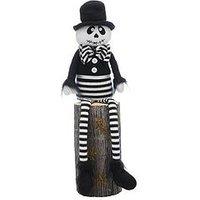 Festive 68Cm Halloween Dangly Leg Black And White Stripped Skeleton Wearing Black Top Hat