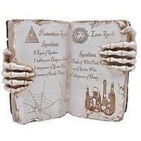 Festive 34Cm Polyresin Book With Skull Hands Table Top Decoration