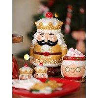 The Christmas Gift Co Santa & Friends Ceramic Gingerbread Nutcracker Treat Jar