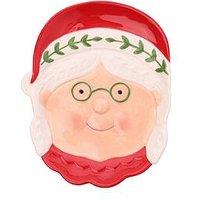 The Christmas Gift Co Santa & Friends Ceramic Nordic Plate - Mr Claus Wearing Glasses