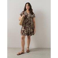 The Very Collection Curve Button Through Printed Stretch Mini Dress