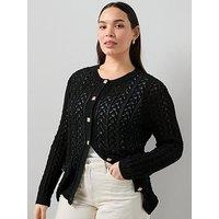 The Very Collection Curve Button Detail Cardigan - Black
