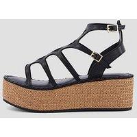 The Very Collection Gladiator Wedge Sandals- Black