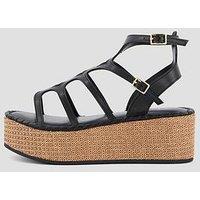 The Very Collection Wide Fit Gladiator Wedge Sandal - Black