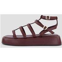 The Very Collection Gladiator Flatform Sandals - Burgundy