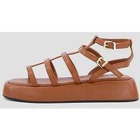 The Very Collection Gladiator Flatform Sandals - Brown