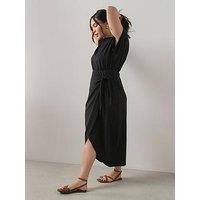 The Very Collection Curve Wrap Skirt Cotton T-Shirt Dress - Black