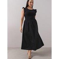 The Very Collection Curve 2 In 1 Woven Skirt Midi Dress - Black