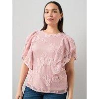 The Very Collection Curve Frill Sleeve Floral Top