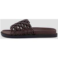 The Very Collection Wide Fit Woven Footbed Sandals - Brown