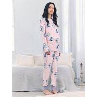 Chelsea Peers Maternity Long Sleeve Crew Neck Set With Star And Moon Print In Polyester