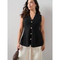 The Very Collection Curve Knitted Peplum Waistcoat