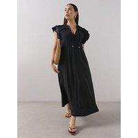 The Very Collection Curve Cheesecloth Waisted Midi Dress - Black