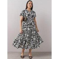 The Very Collection Curve Tiered Printed Midi Dress - Print