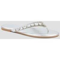 The Very Collection Wide Fit Embellished Toe Post Sandals - Silver