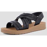 The Very Collection Comfort Flat Sandal With Cross Strap - Black