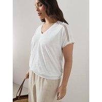 The Very Collection Curve V Neck Banded Hem T-Shirt - White