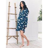 Chelsea Peers Maternity Night Shirt With Sleeping Bunny Print In Polyester