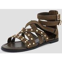 The Very Collection Wide Fit Studded Gladiator Sandal - Khaki