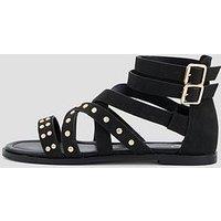 The Very Collection Wide Fit Studded Gladiator Sandal - Black