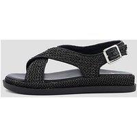 The Very Collection Extra Wide Raffia Footbed Sandal - Black