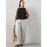 The Very Collection Curve Stripe Linen Wide Leg Trouser