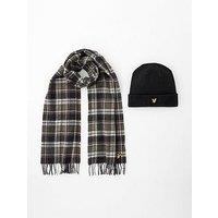 Lyle & Scott Lambswool Blend Scarf And Beanie Set - Black