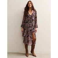 New Look Black Paisley Print Chiffon Midi Dress