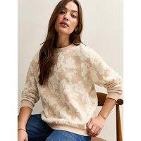 New Look Light Brown Brushed Floral Crew Neck Jumper