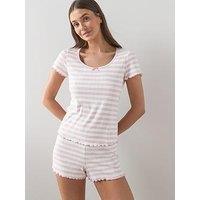 The Very Collection Soft Touch Stripe Short Pyjama Set - Pink