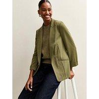 New Look Dark Khaki Ponte Jersey Blazer