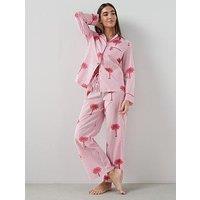 The Very Collection Stripe Palm Print Woven Revere Pyjama Set