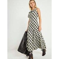 River Island Checked Knot Maxi Dress - Beige