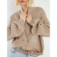 River Island Batwing Collar Cardigan - Beige