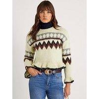 River Island Fairisle Jumper - Green