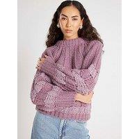River Island Pointelle Bow Back Jumper - Purple