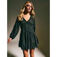 New Look Black Chiffon Gold Fleck Mini Dress