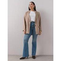 The Very Collection Curve Embroidered Hem Stretch Kickflare Jean - Mid Wash