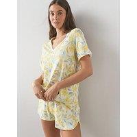 The Very Collection Floral V Neck Tshirt And Short Pyjama Set