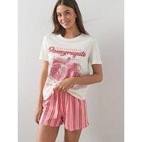 The Very Collection Fruit Graphic Tshirt And Stripe Short Pyjama Set