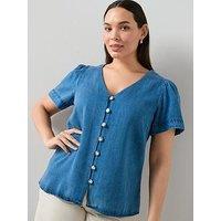 The Very Collection Curve Denim Button Through Blouse